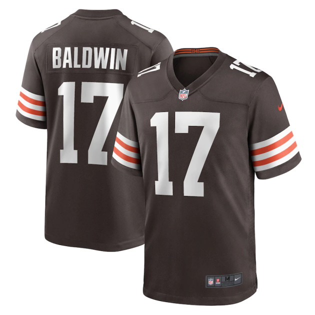 mens nike daylen baldwin brown cleveland browns game player jersey